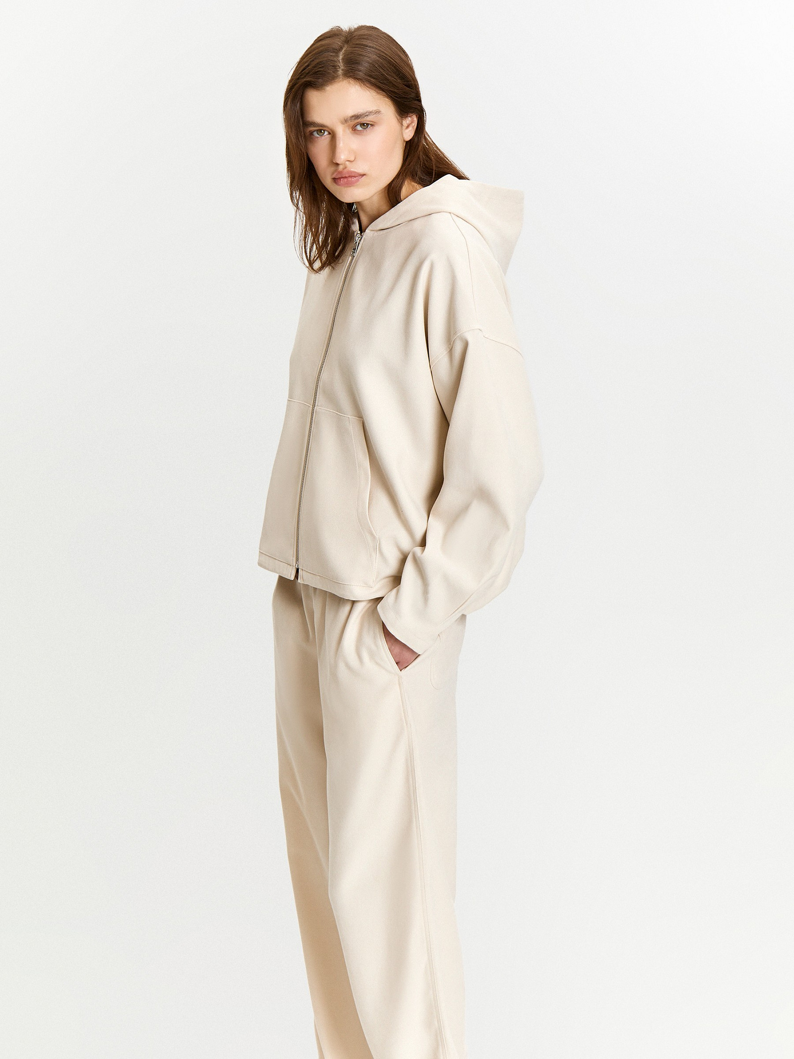 Брюки прямого кроя из трикотажа